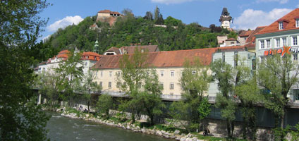 Grazer Altstadt mit Blick auf den Uhrturm